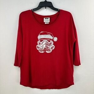 Star Wars Slumber Munki Munki Top Womens Medium Red‎ Half Sleeve PJ Shirt